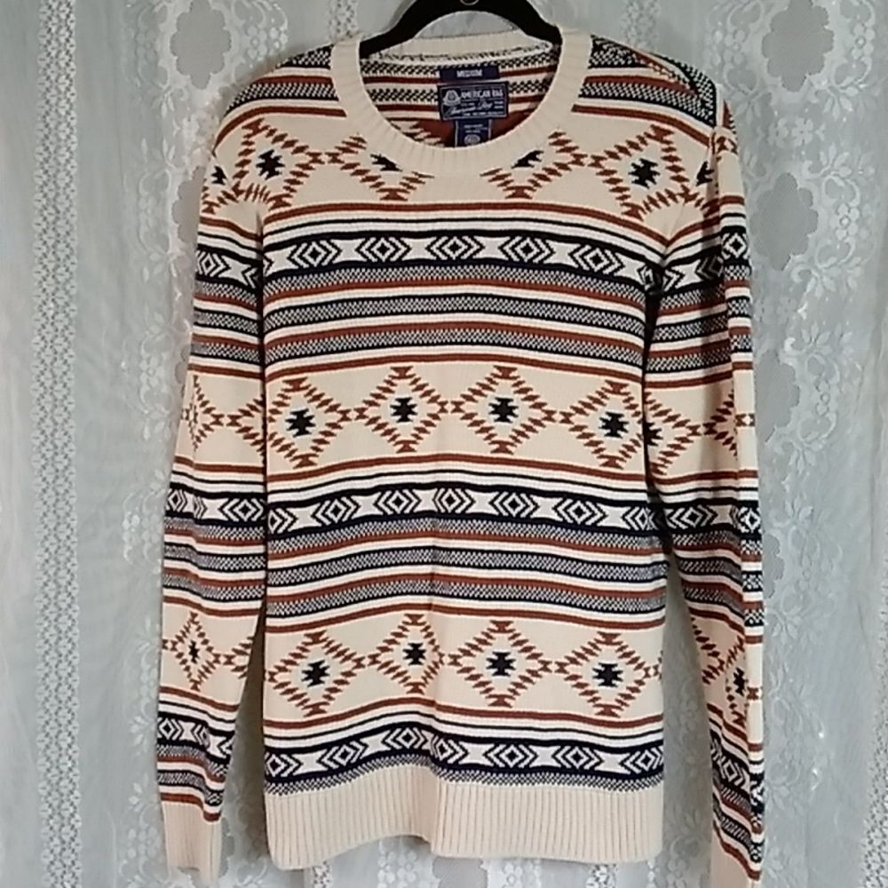 VTG,AMERICAN RAG AZTEC 100% COTTON ORIGINAL MEN'S  SWEATER SIZE M